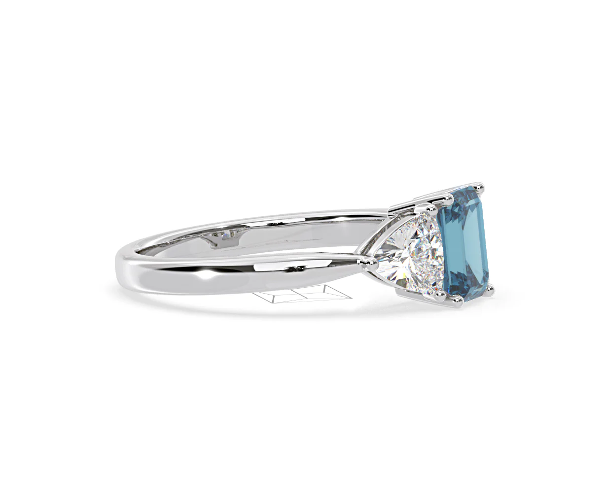 Aurora Blue Lab Diamond Emerald Cut and Trillion 1.70ct Ring in 18K White Gold - Elara Collection - Image 72