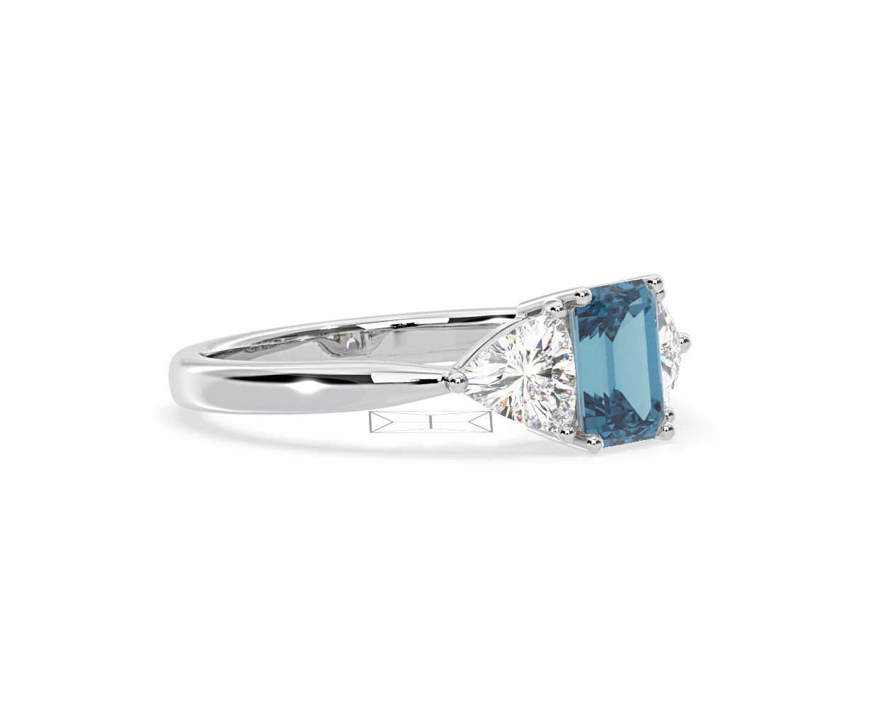 Aurora Blue Lab Diamond Emerald Cut and Trillion 1.70ct Ring in 18K White Gold - Elara Collection - Image 76