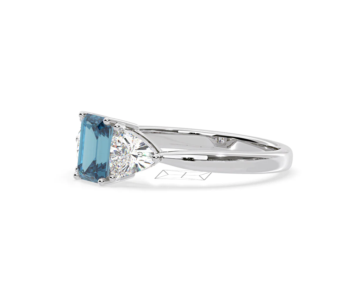 Aurora Blue Lab Diamond Emerald Cut and Trillion 1.70ct Ring in Platinum - Elara Collection - Image 19