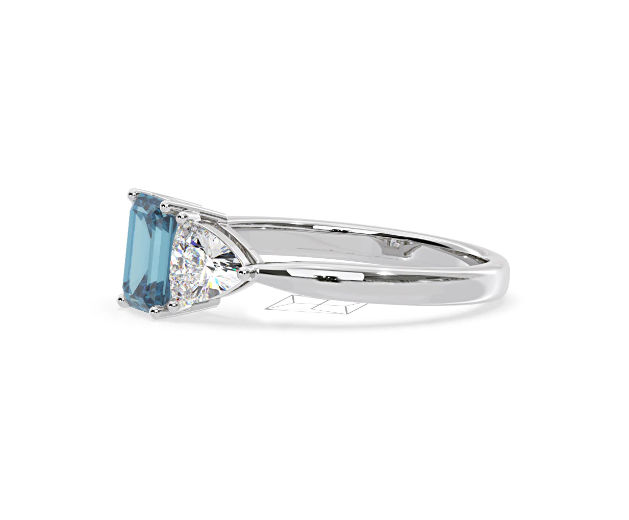Aurora Blue Lab Diamond Emerald Cut and Trillion 1.70ct Ring in Platinum - Elara Collection - Image 21