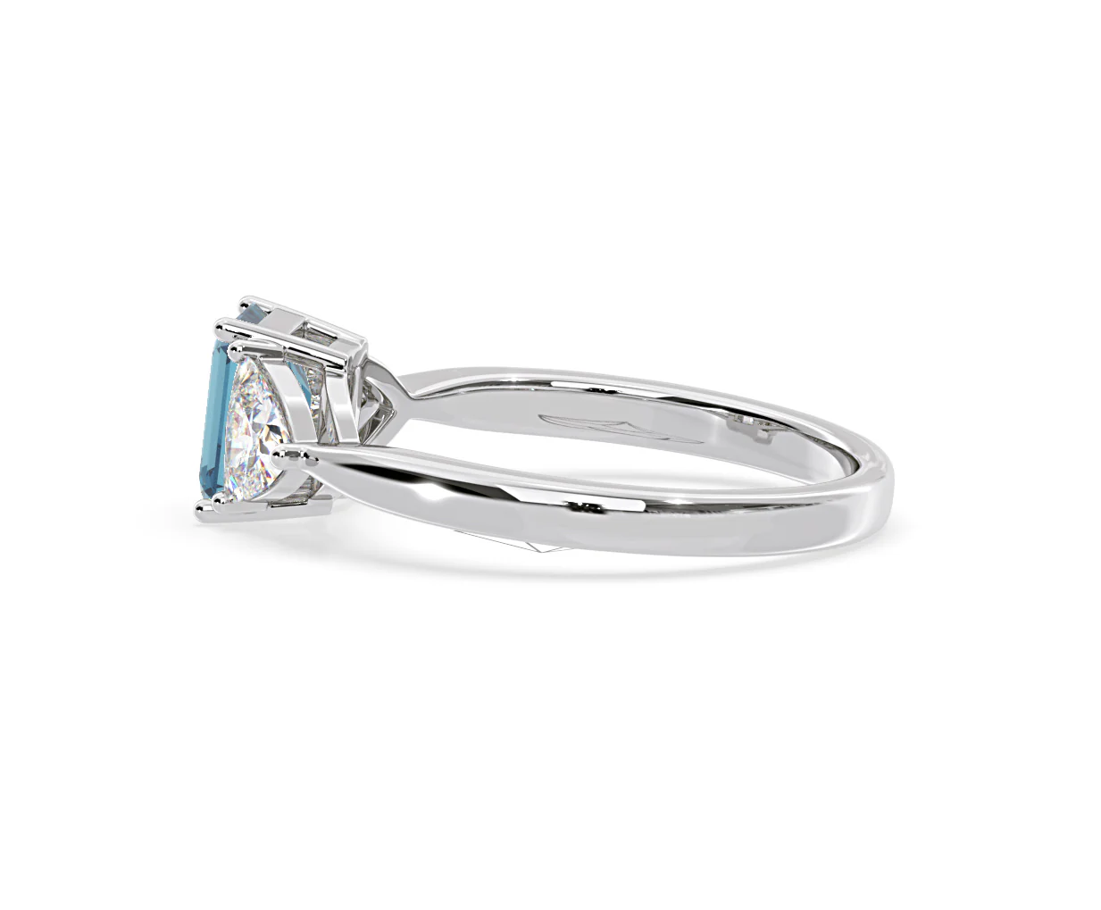 Aurora Blue Lab Diamond Emerald Cut and Trillion 1.70ct Ring in Platinum - Elara Collection - Image 29