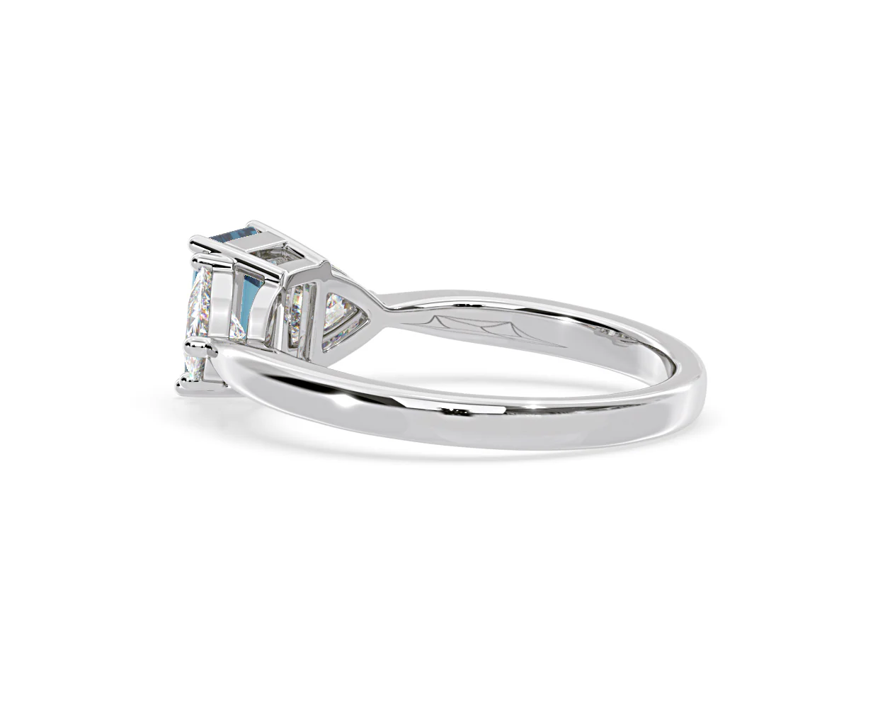 Aurora Blue Lab Diamond Emerald Cut and Trillion 1.70ct Ring in Platinum - Elara Collection - Image 34