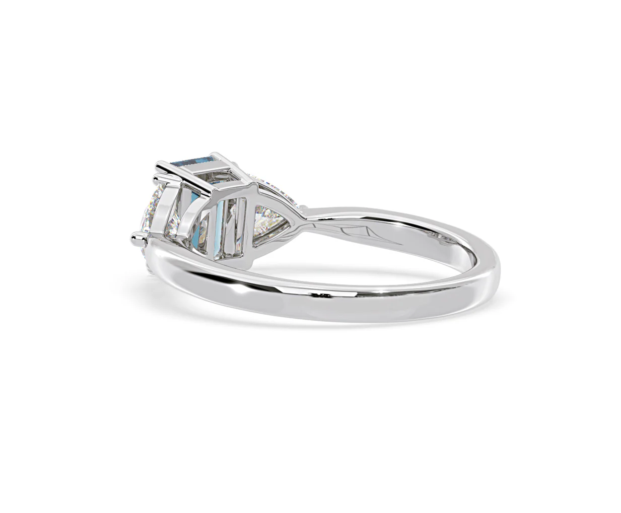 Aurora Blue Lab Diamond Emerald Cut and Trillion 1.70ct Ring in Platinum - Elara Collection - Image 37