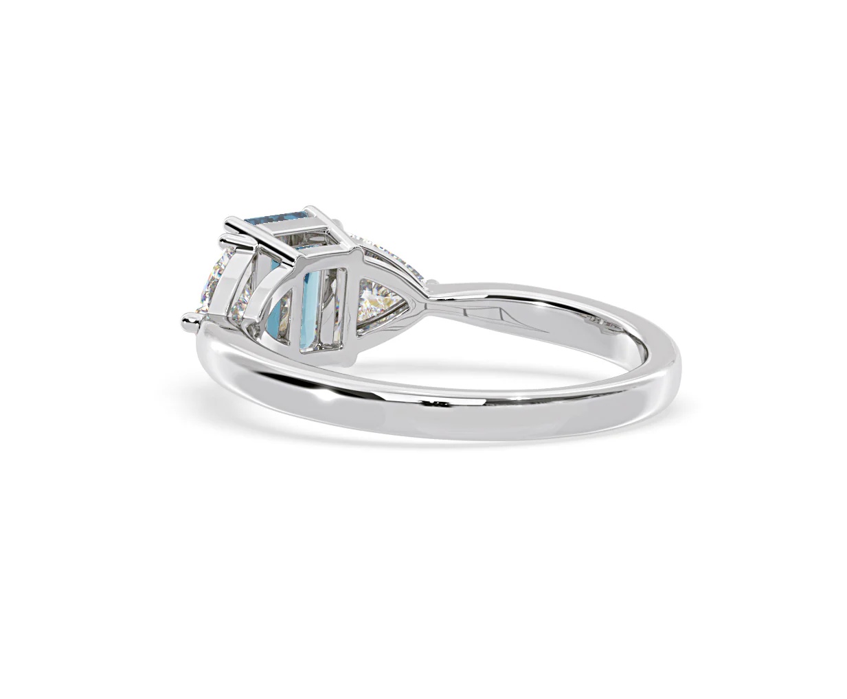 Aurora Blue Lab Diamond Emerald Cut and Trillion 1.70ct Ring in Platinum - Elara Collection - Image 38