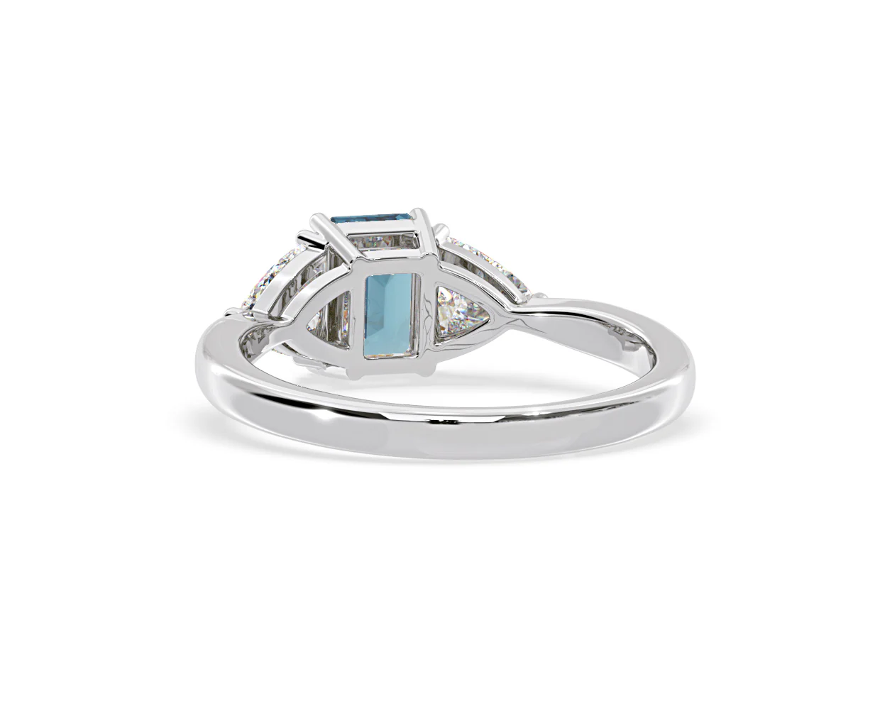 Aurora Blue Lab Diamond Emerald Cut and Trillion 1.70ct Ring in Platinum - Elara Collection - Image 43
