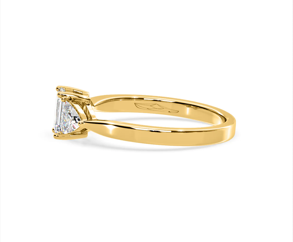 Aurora Lab Diamond Emerald Cut and Trillion 1.00ct Ring in 18K Gold F/VS1 - Image 107