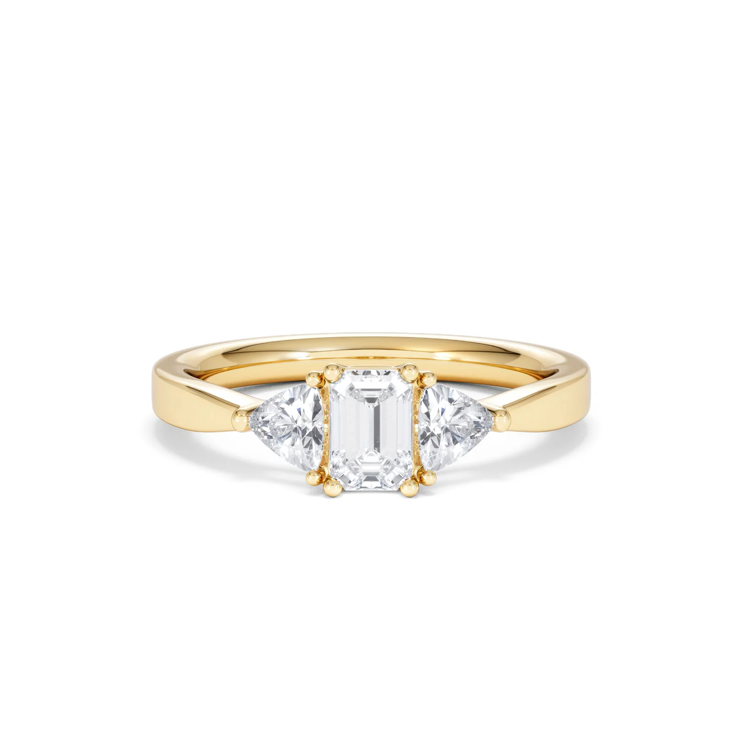 Aurora Lab Diamond Emerald Cut and Trillion 1.00ct Ring in 18K Gold F/VS1 - Image 12