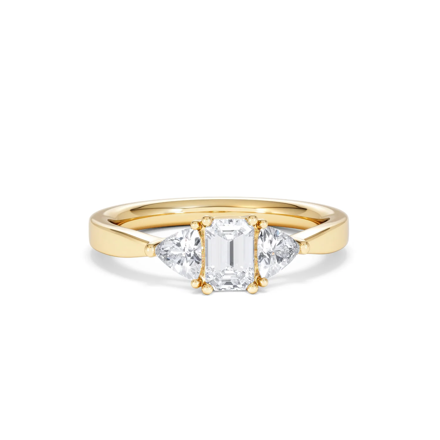 Aurora Lab Diamond Emerald Cut and Trillion 1.00ct Ring in 18K Gold F/VS1 - Image 13