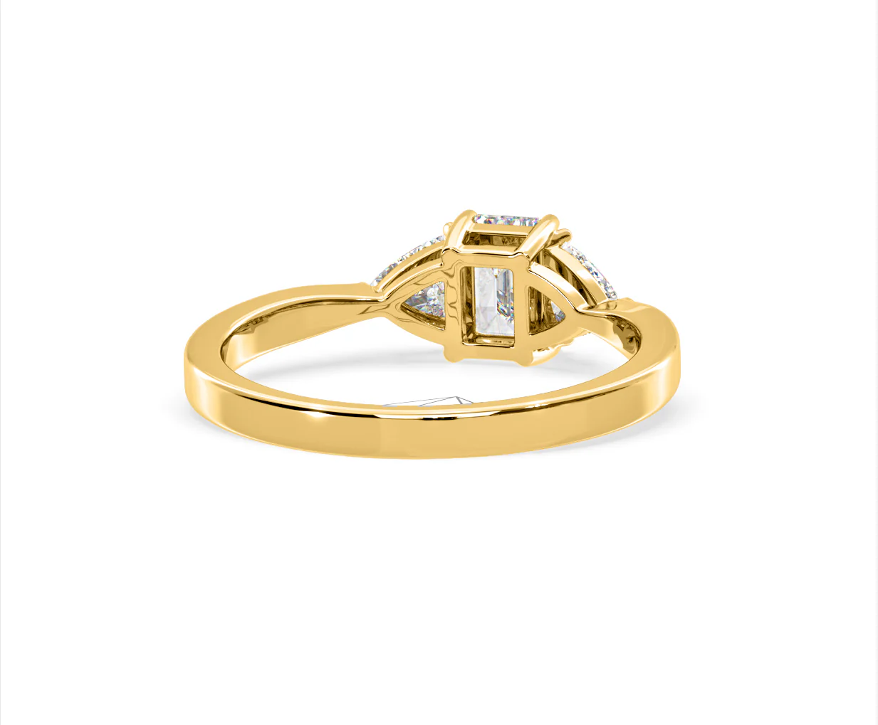 Aurora Lab Diamond Emerald Cut and Trillion 1.00ct Ring in 18K Gold F/VS1 - Image 131