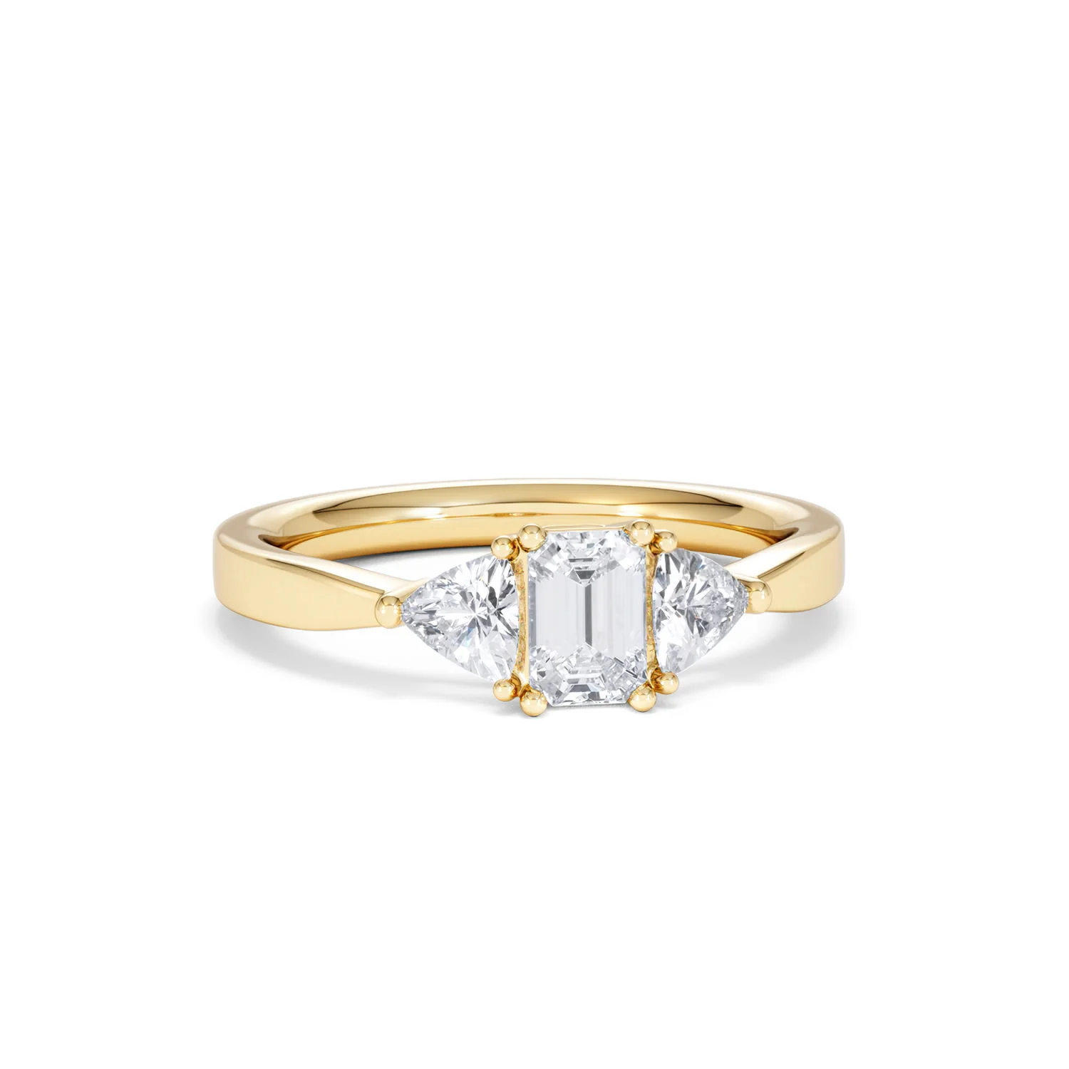 Aurora Lab Diamond Emerald Cut and Trillion 1.00ct Ring in 18K Gold F/VS1 - Image 14