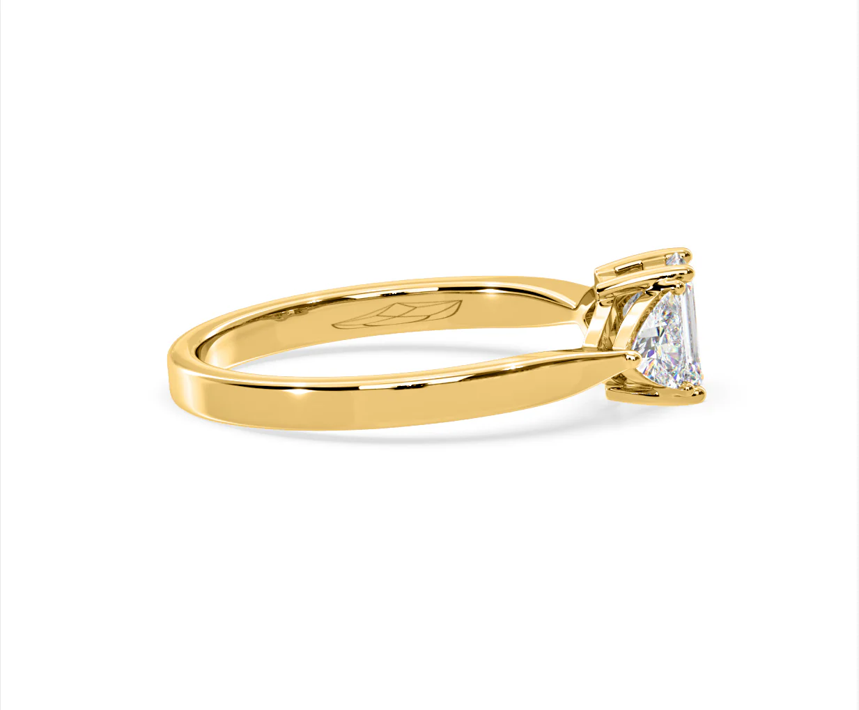 Aurora Lab Diamond Emerald Cut and Trillion 1.00ct Ring in 18K Gold F/VS1 - Image 147