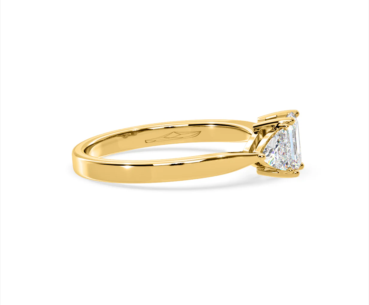 Aurora Lab Diamond Emerald Cut and Trillion 1.00ct Ring in 18K Gold F/VS1 - Image 149