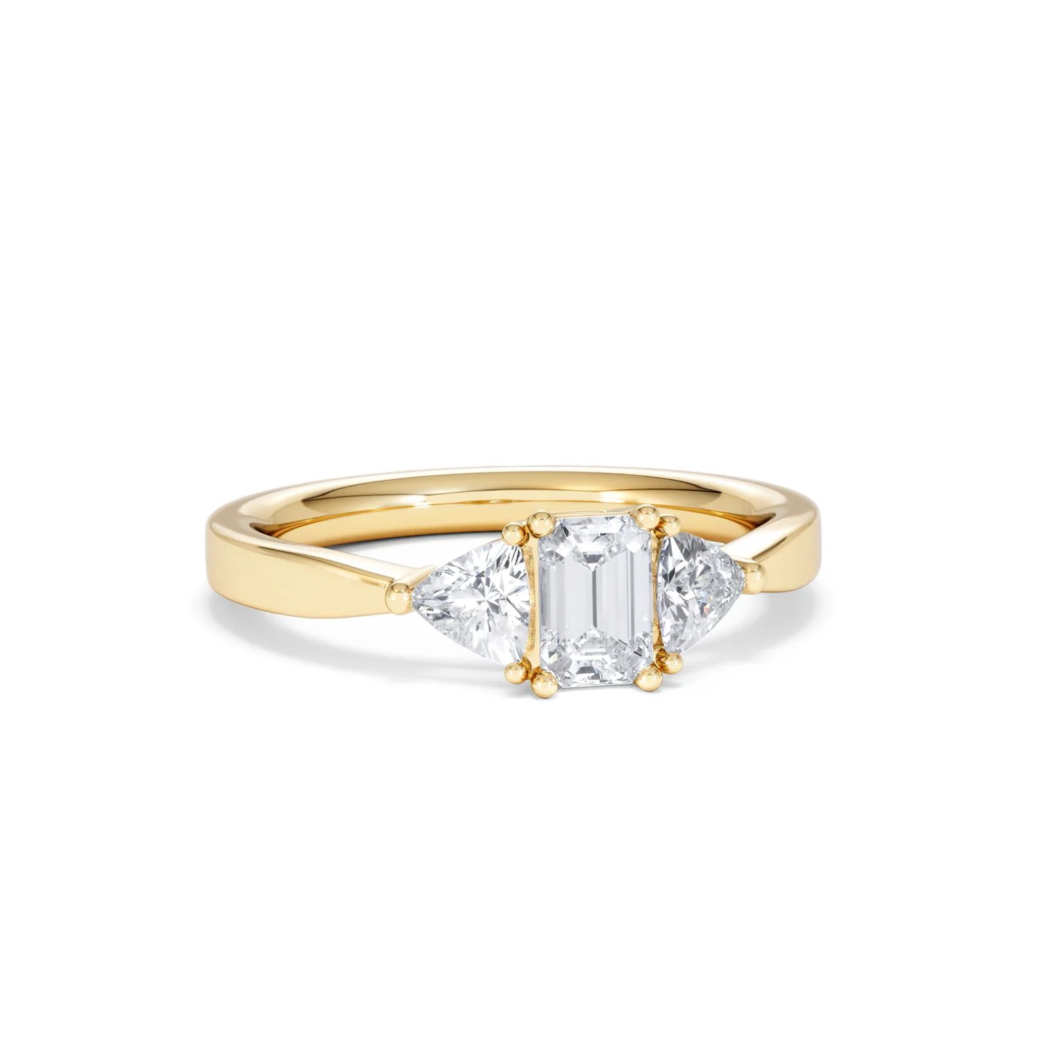 Aurora Lab Diamond Emerald Cut and Trillion 1.00ct Ring in 18K Gold F/VS1 - Image 15