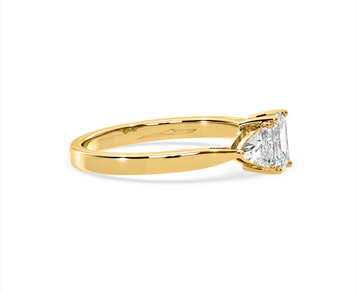 Aurora Lab Diamond Emerald Cut and Trillion 1.00ct Ring in 18K Gold F/VS1 - Image 151