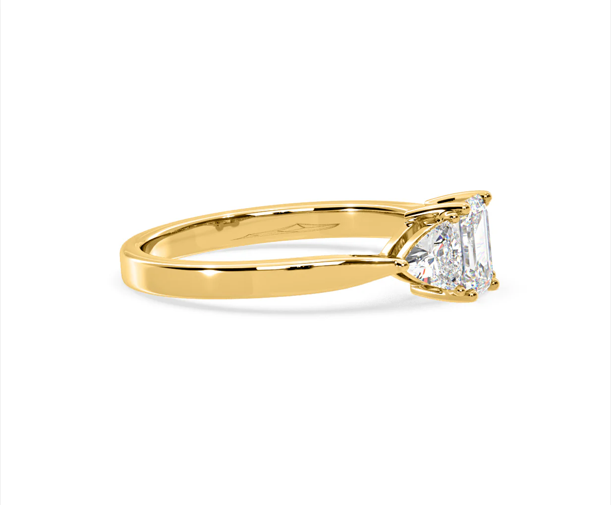 Aurora Lab Diamond Emerald Cut and Trillion 1.00ct Ring in 18K Gold F/VS1 - Image 152
