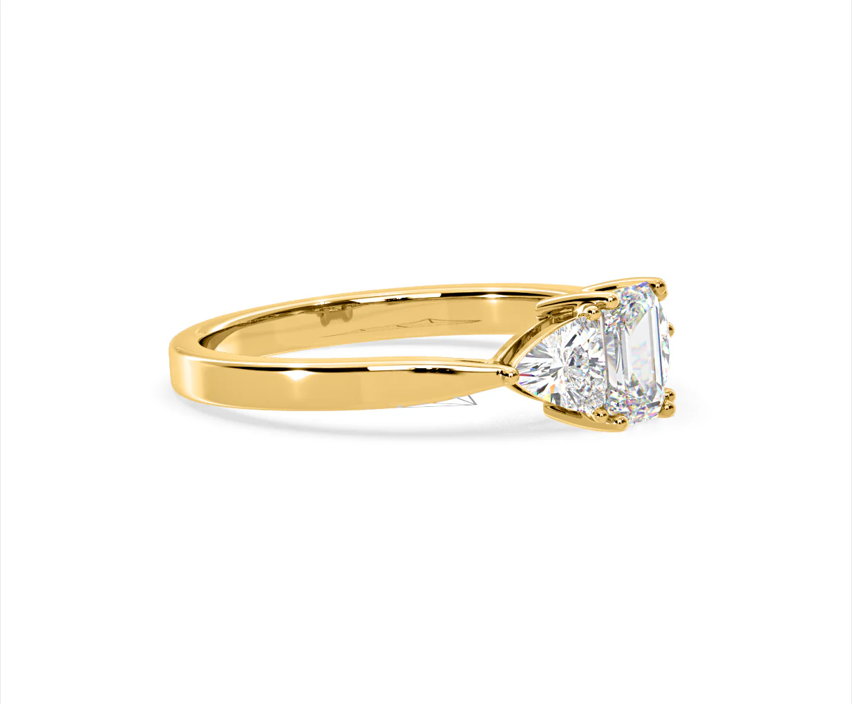 Aurora Lab Diamond Emerald Cut and Trillion 1.00ct Ring in 18K Gold F/VS1 - Image 155