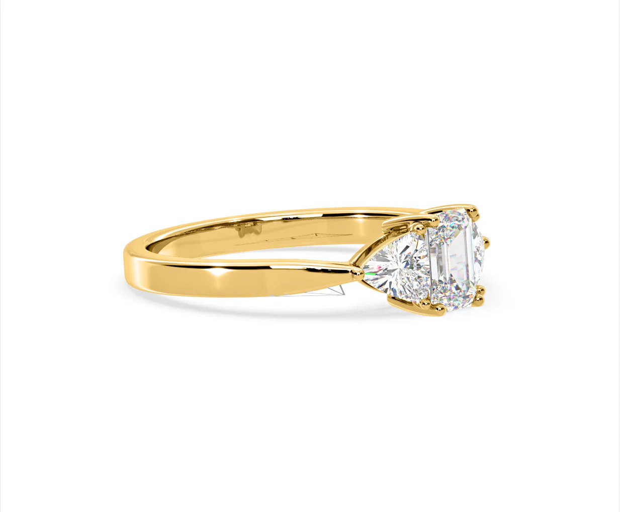 Aurora Lab Diamond Emerald Cut and Trillion 1.00ct Ring in 18K Gold F/VS1 - Image 156