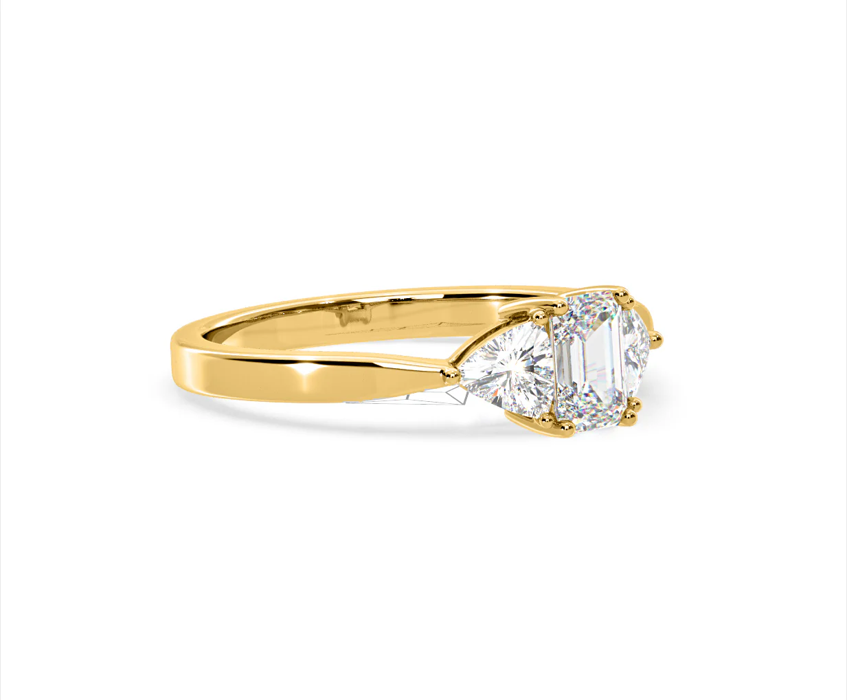 Aurora Lab Diamond Emerald Cut and Trillion 1.00ct Ring in 18K Gold F/VS1 - Image 158
