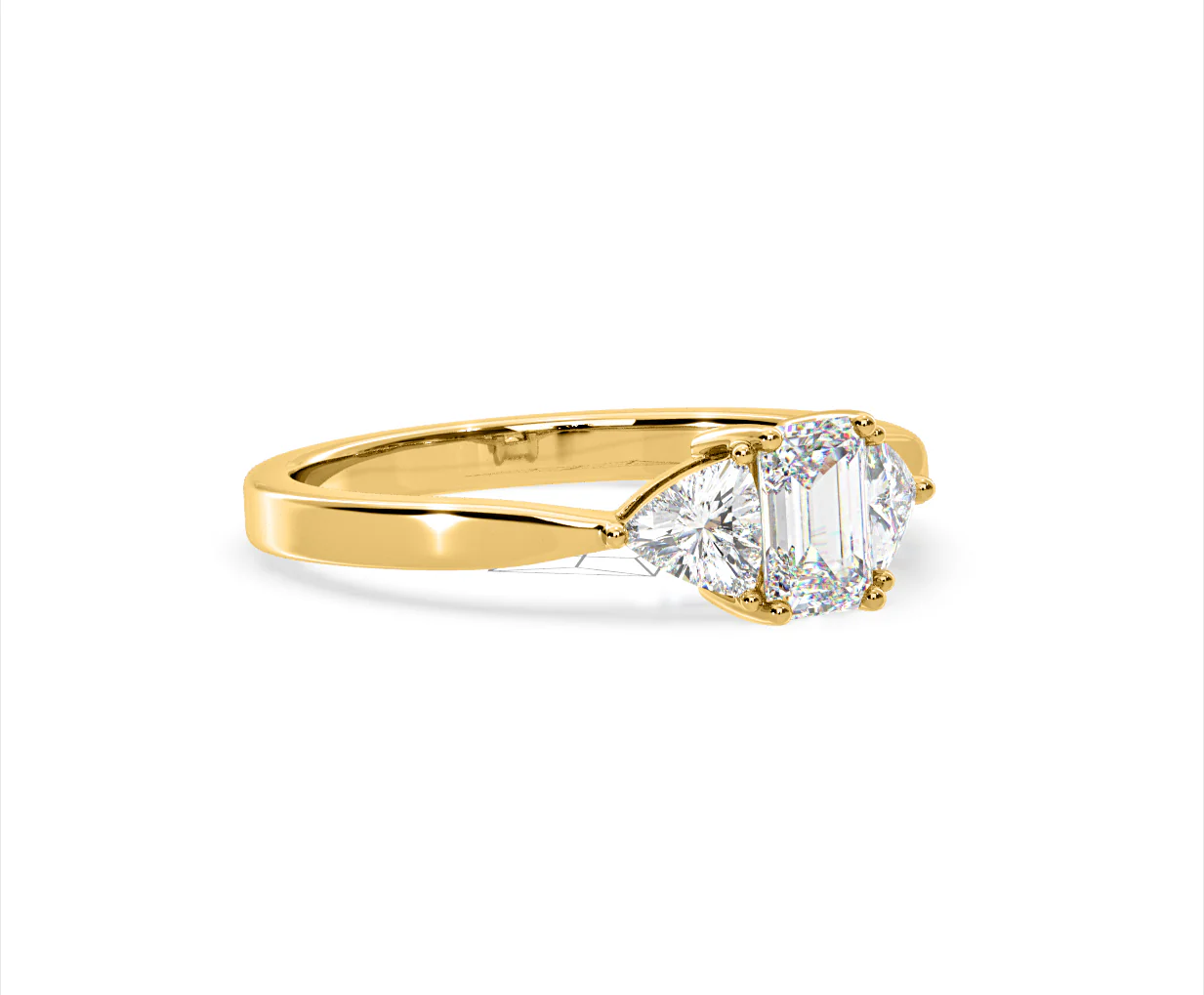 Aurora Lab Diamond Emerald Cut and Trillion 1.00ct Ring in 18K Gold F/VS1 - Image 159