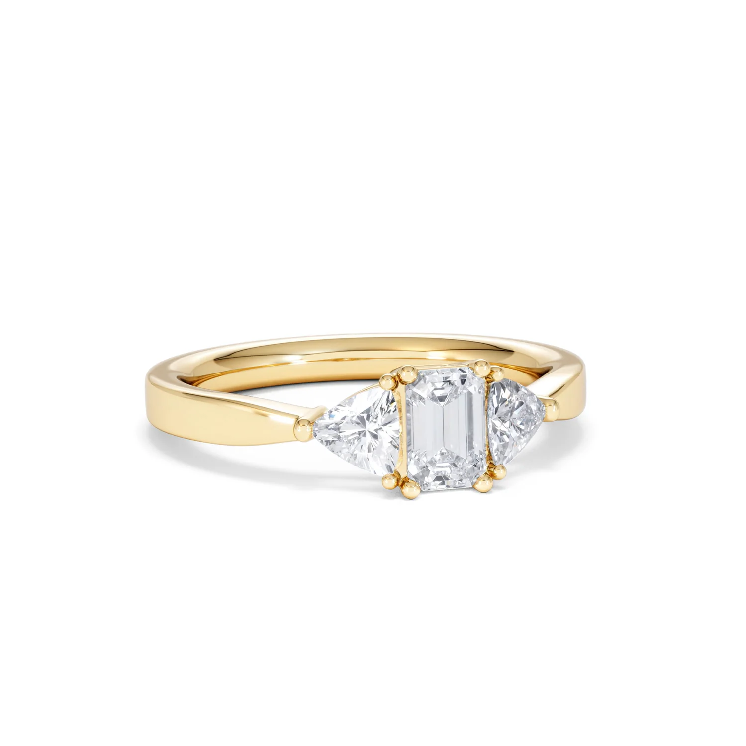 Aurora Lab Diamond Emerald Cut and Trillion 1.00ct Ring in 18K Gold F/VS1 - Image 16