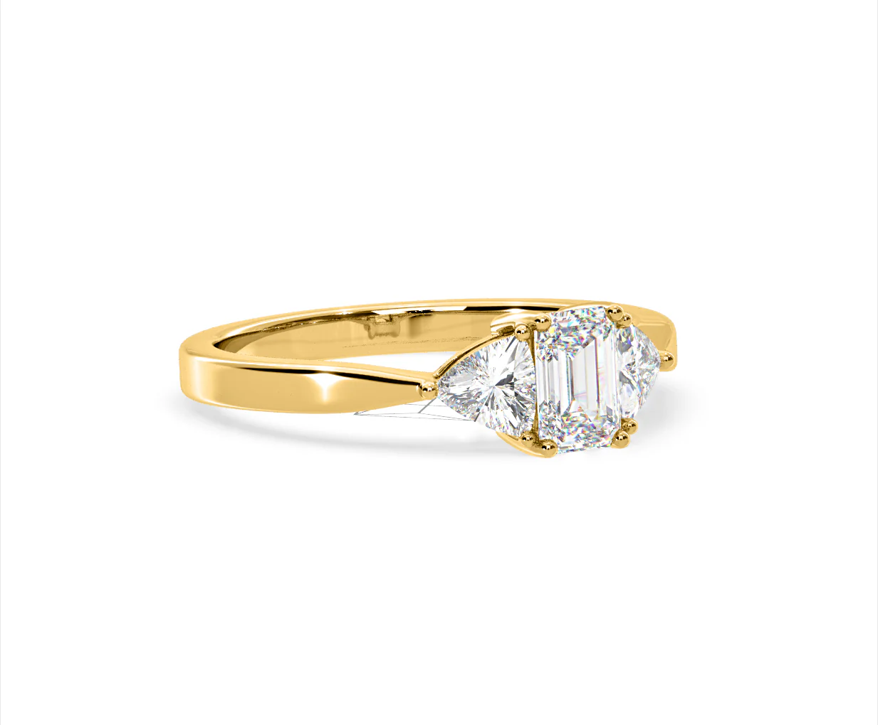 Aurora Lab Diamond Emerald Cut and Trillion 1.00ct Ring in 18K Gold F/VS1 - Image 160