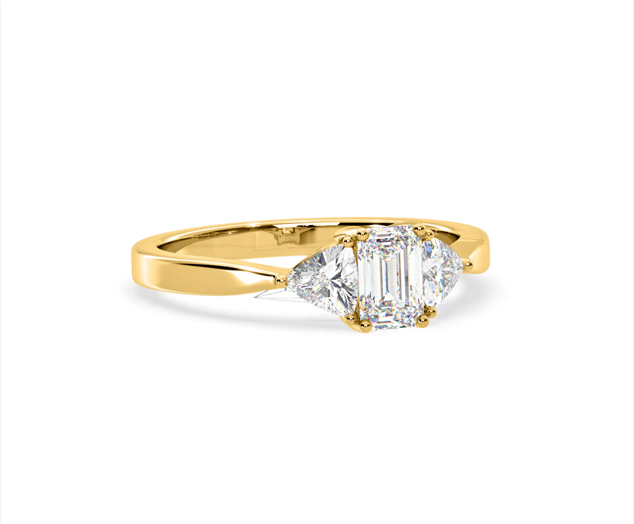 Aurora Lab Diamond Emerald Cut and Trillion 1.00ct Ring in 18K Gold F/VS1 - Image 162