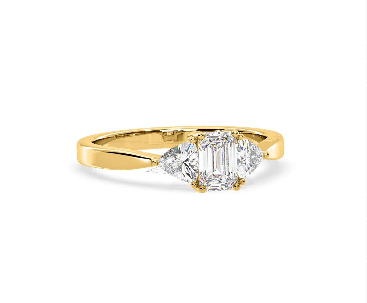 Aurora Lab Diamond Emerald Cut and Trillion 1.00ct Ring in 18K Gold F/VS1 - Image 163