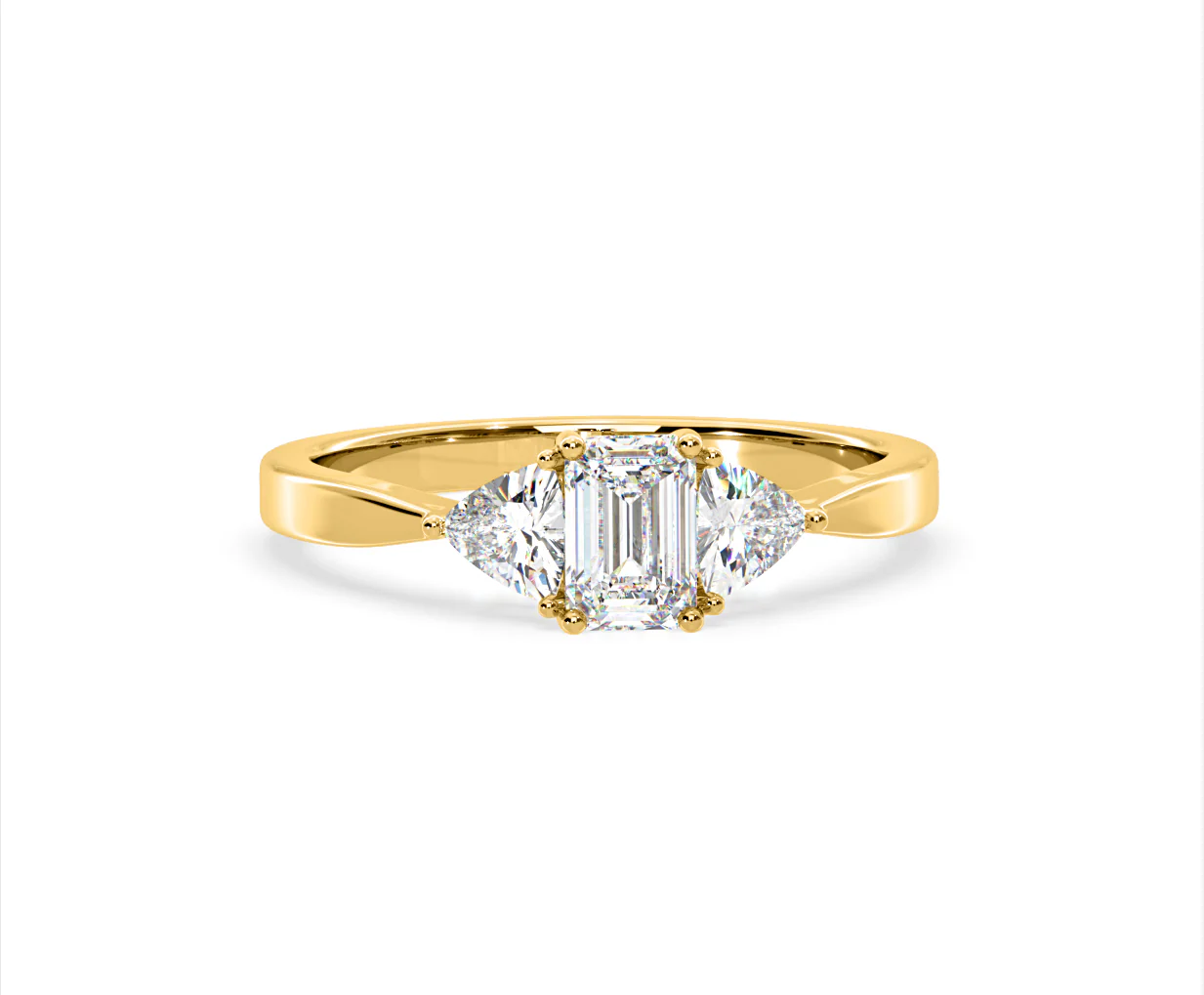 Aurora Lab Diamond Emerald Cut and Trillion 1.00ct Ring in 18K Gold F/VS1 - Image 166