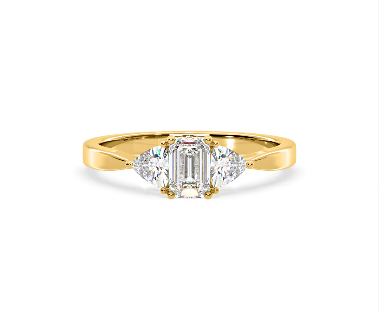 Aurora Lab Diamond Emerald Cut and Trillion 1.00ct Ring in 18K Gold F/VS1 - Image 167
