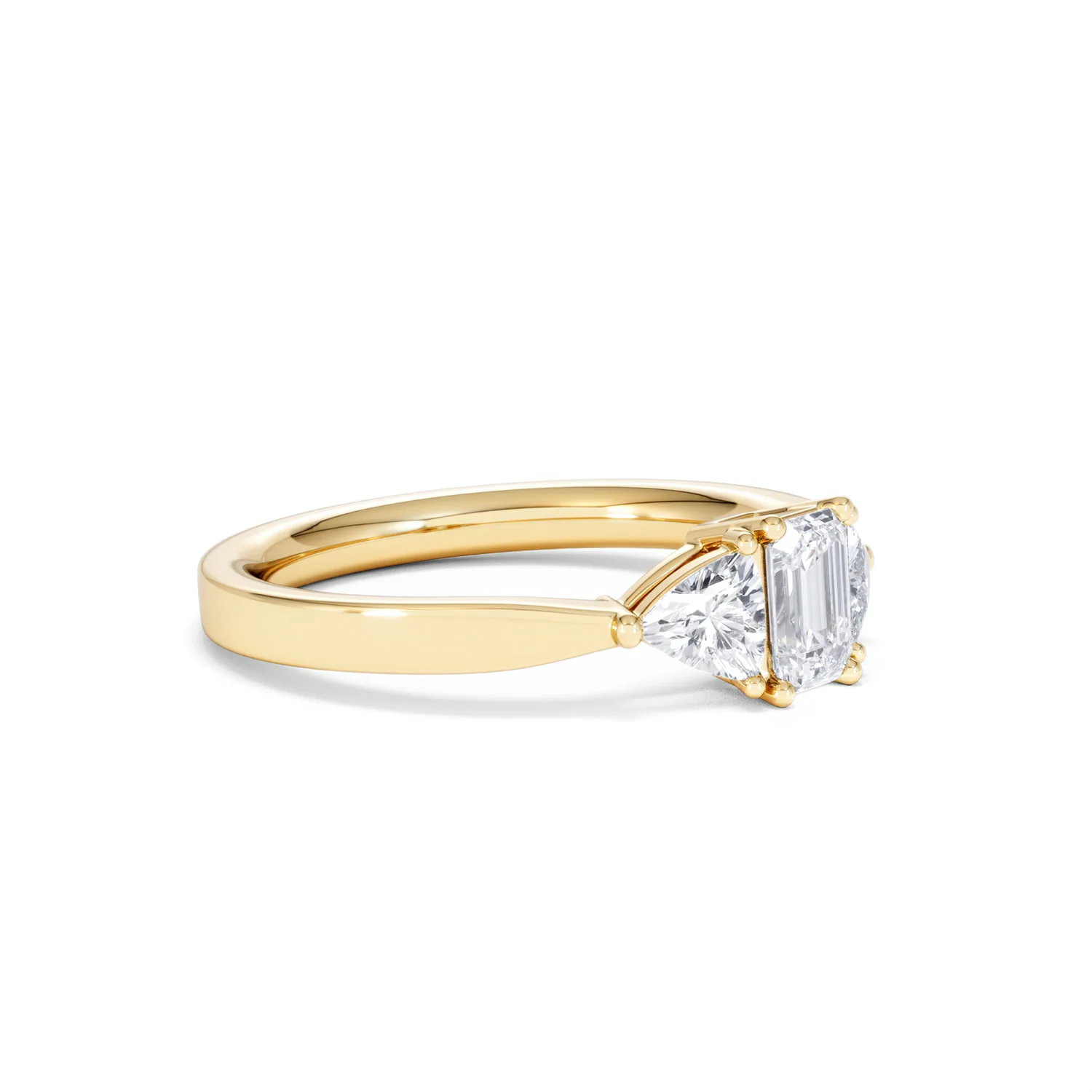 Aurora Lab Diamond Emerald Cut and Trillion 1.00ct Ring in 18K Gold F/VS1 - Image 23