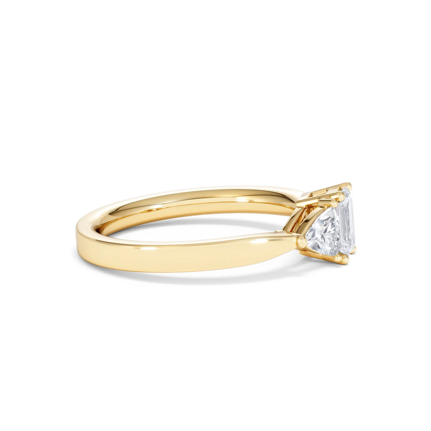 Aurora Lab Diamond Emerald Cut and Trillion 1.00ct Ring in 18K Gold F/VS1 - Image 29