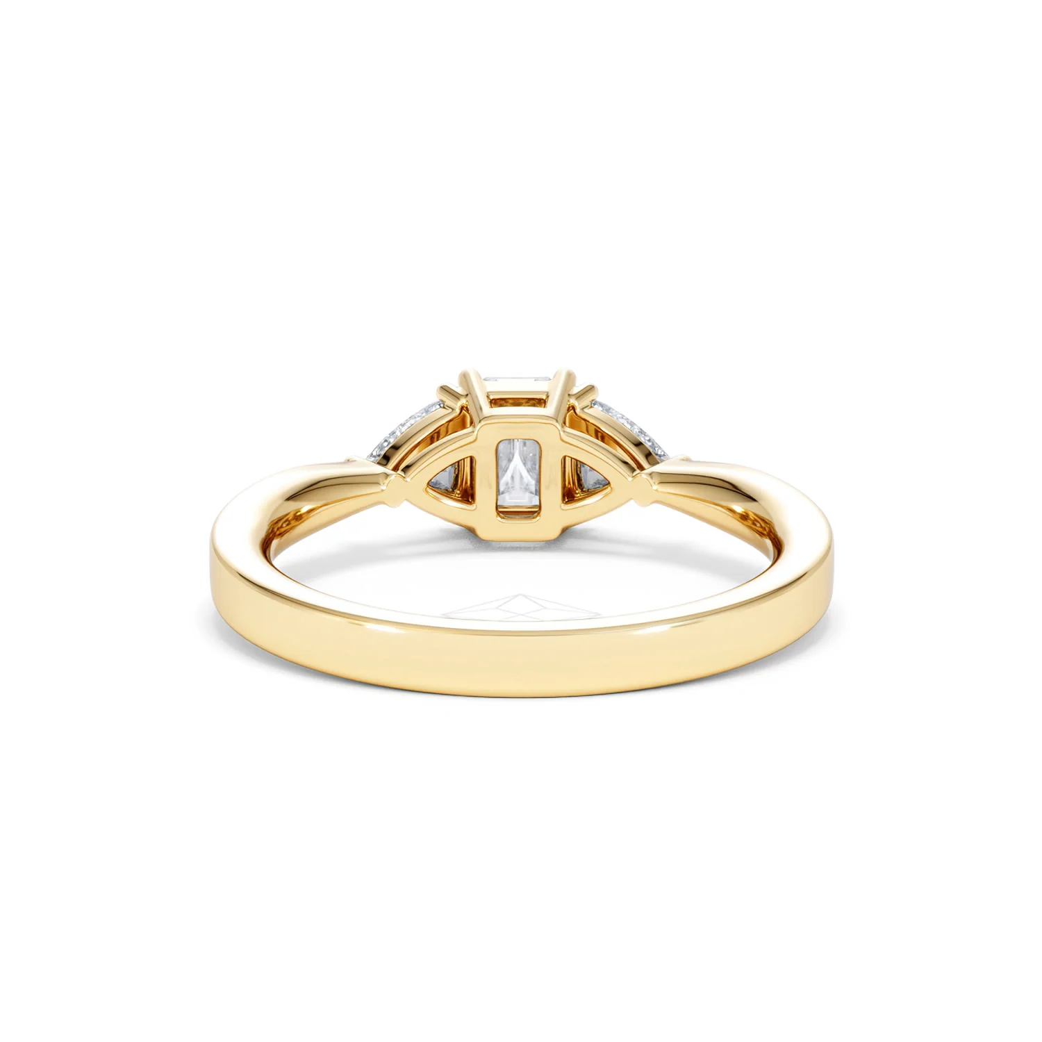 Aurora Lab Diamond Emerald Cut and Trillion 1.00ct Ring in 18K Gold F/VS1 - Image 52
