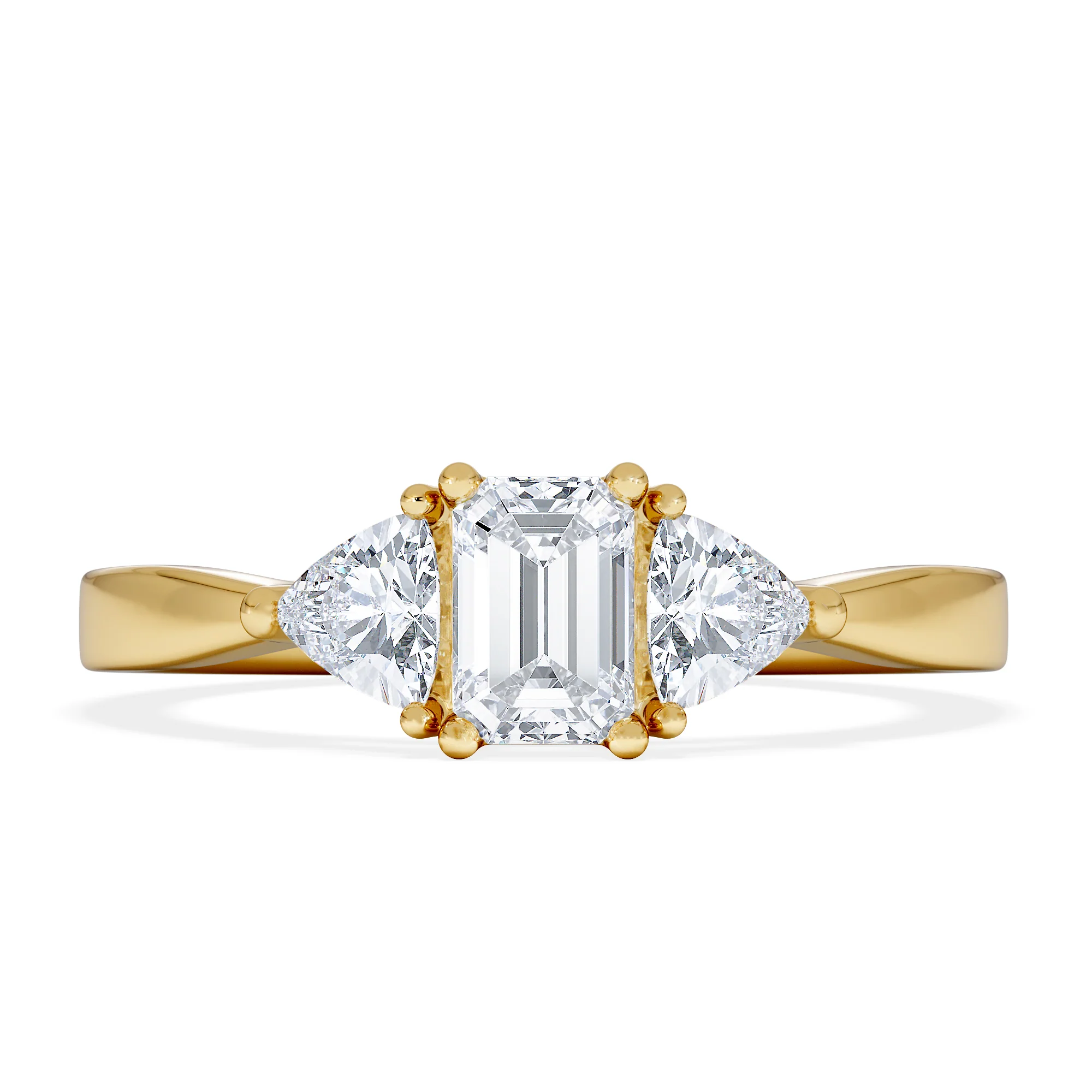 Aurora Lab Diamond Emerald Cut and Trillion 1.00ct Ring in 18K Gold F/VS1 - Image 6