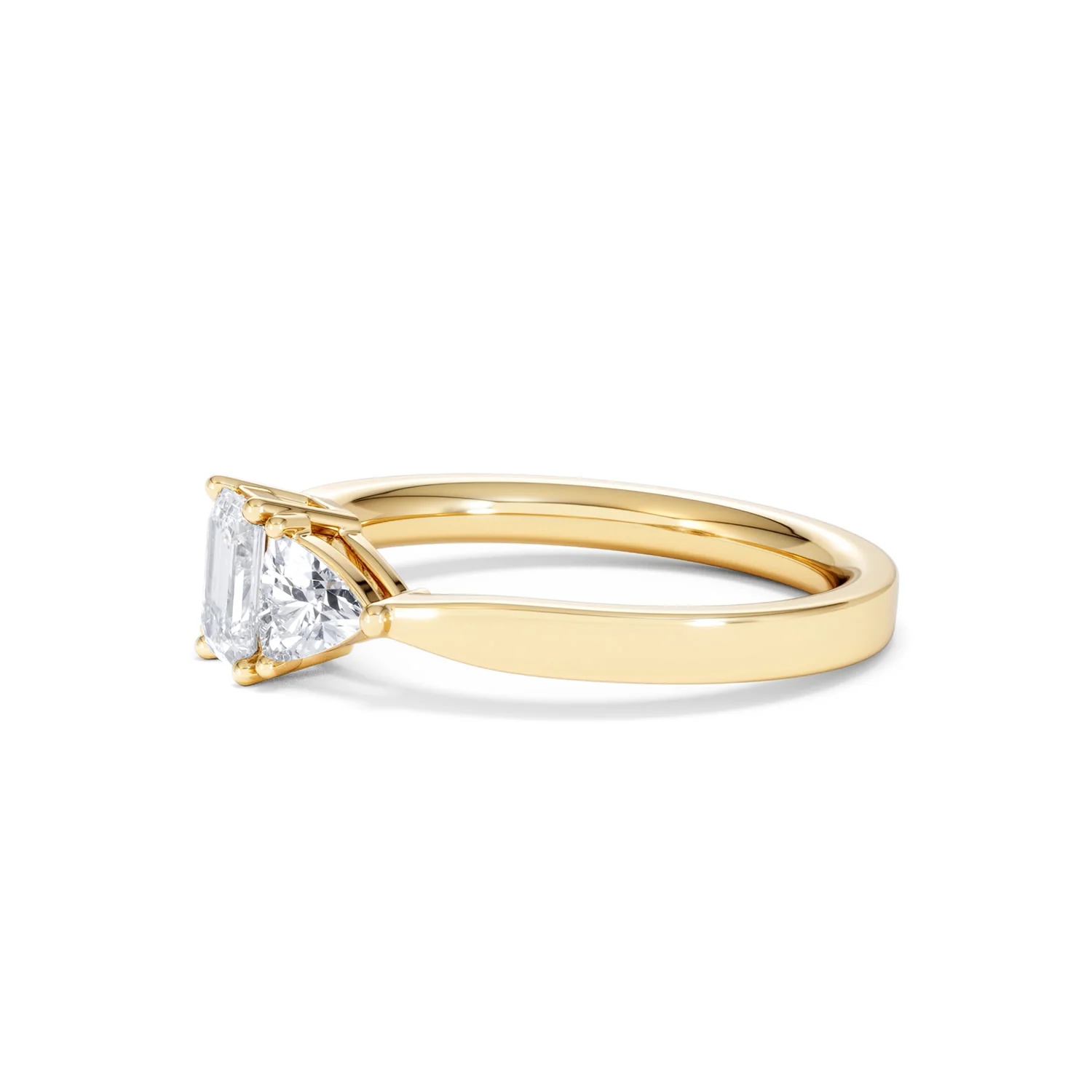 Aurora Lab Diamond Emerald Cut and Trillion 1.00ct Ring in 18K Gold F/VS1 - Image 77