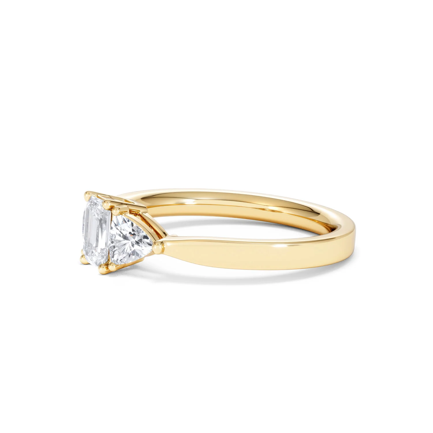 Aurora Lab Diamond Emerald Cut and Trillion 1.00ct Ring in 18K Gold F/VS1 - Image 78