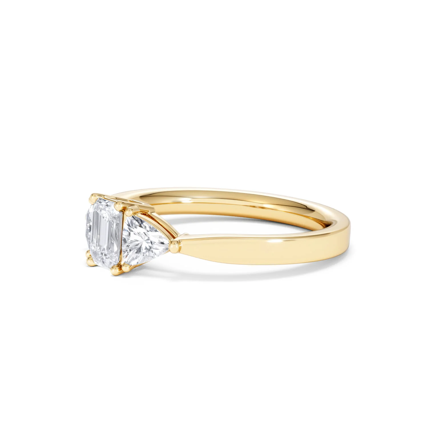 Aurora Lab Diamond Emerald Cut and Trillion 1.00ct Ring in 18K Gold F/VS1 - Image 80