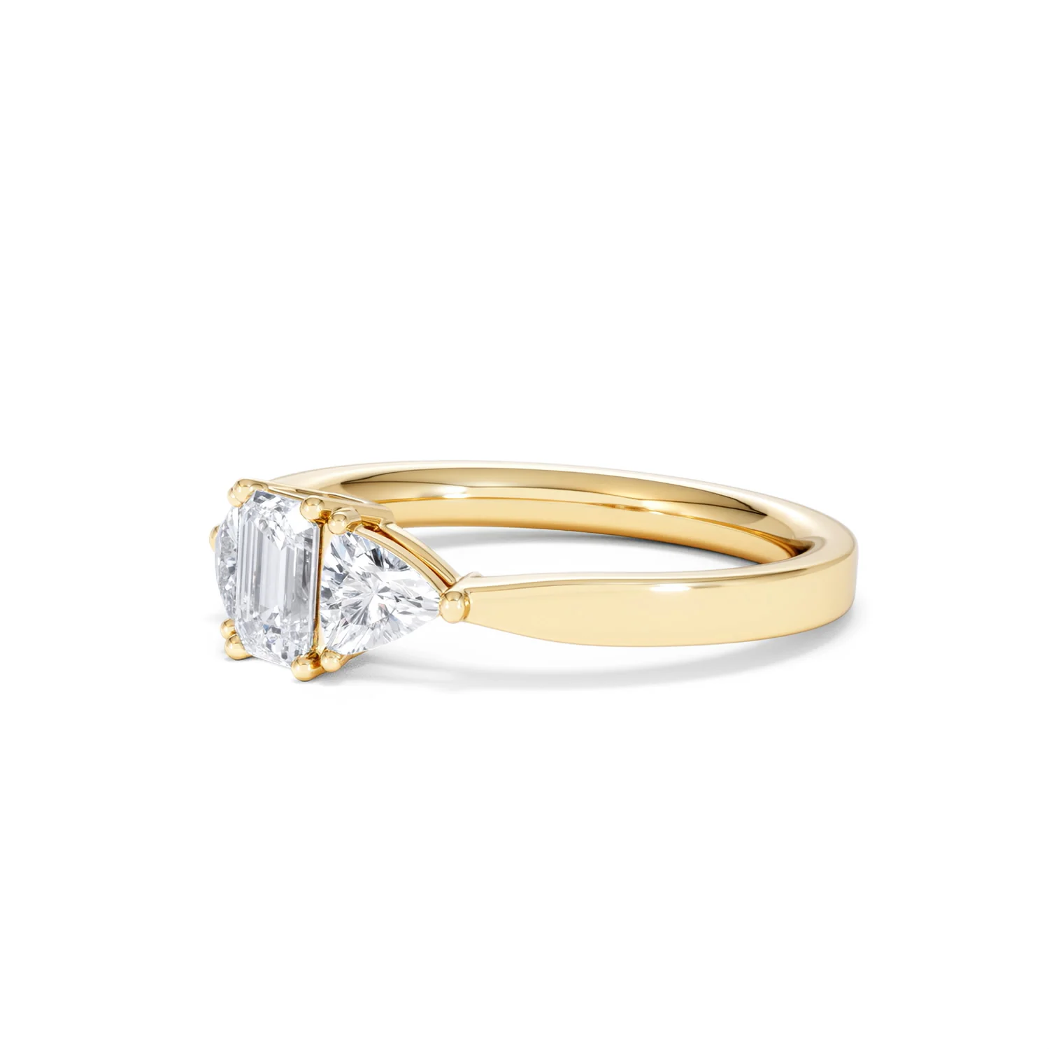 Aurora Lab Diamond Emerald Cut and Trillion 1.00ct Ring in 18K Gold F/VS1 - Image 81