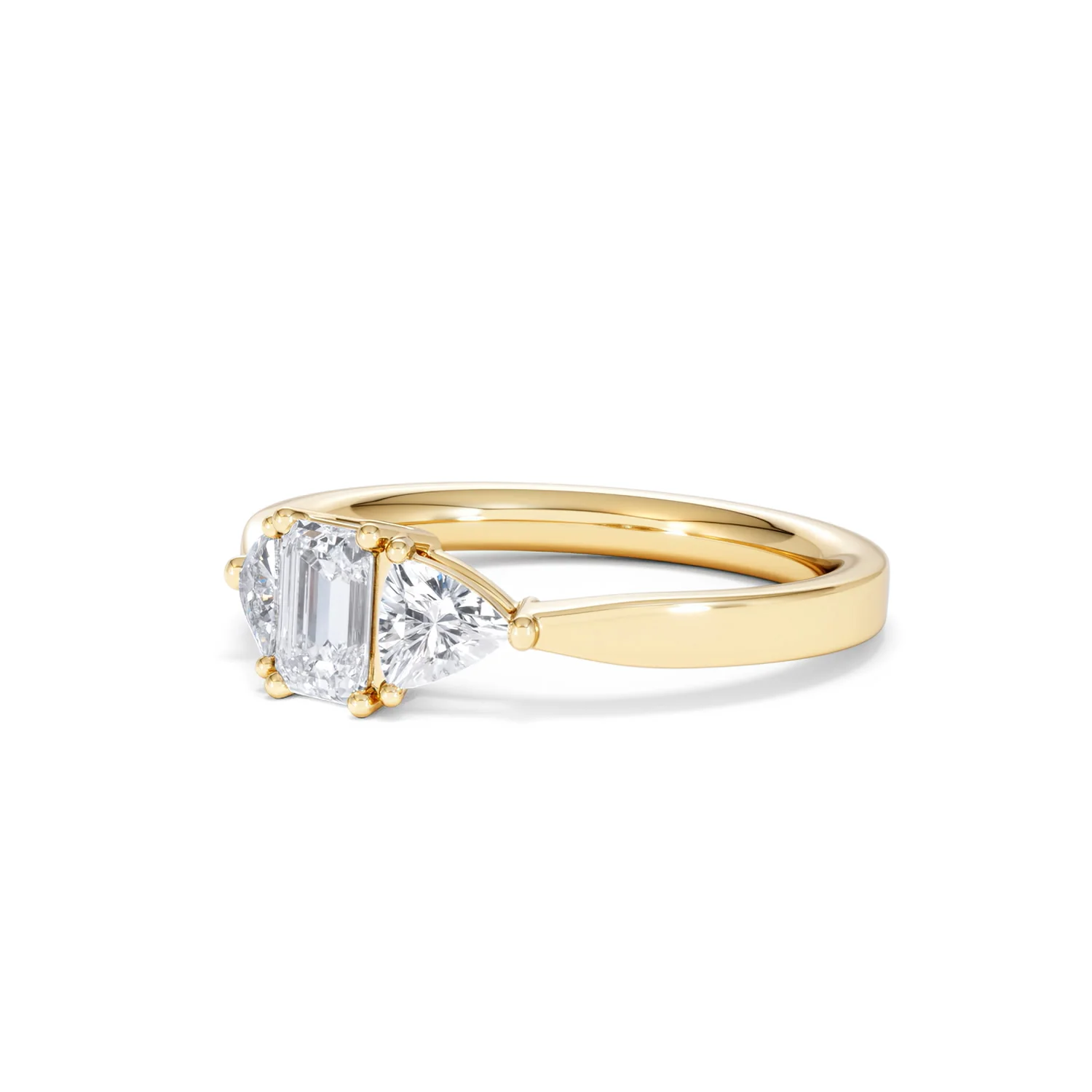 Aurora Lab Diamond Emerald Cut and Trillion 1.00ct Ring in 18K Gold F/VS1 - Image 83