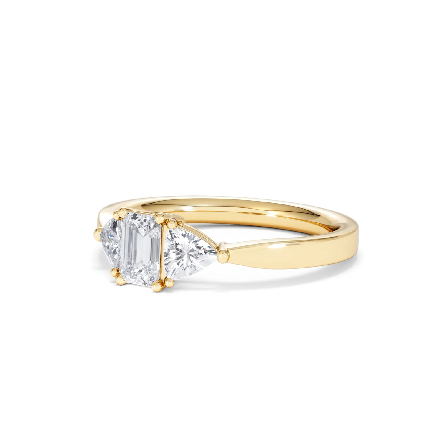 Aurora Lab Diamond Emerald Cut and Trillion 1.00ct Ring in 18K Gold F/VS1 - Image 84