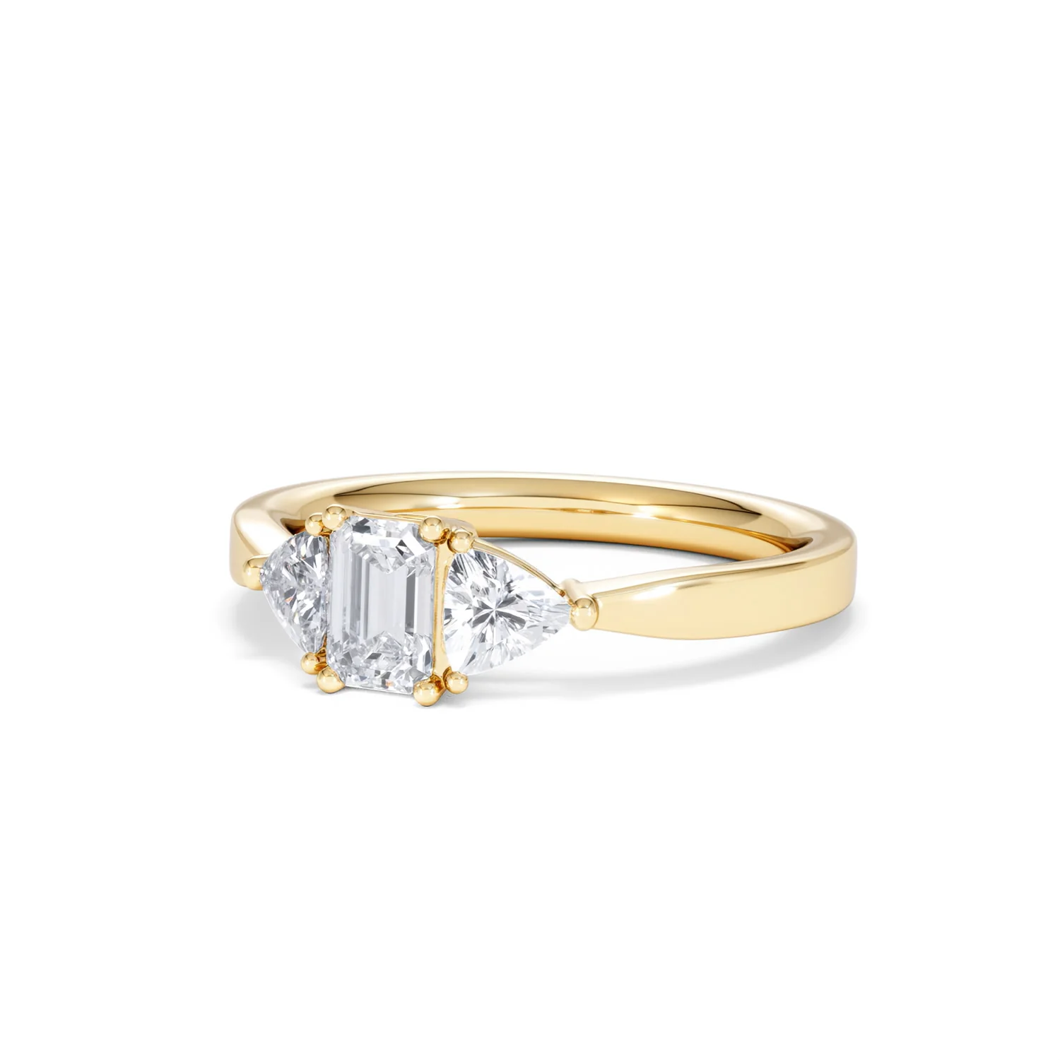 Aurora Lab Diamond Emerald Cut and Trillion 1.00ct Ring in 18K Gold F/VS1 - Image 86