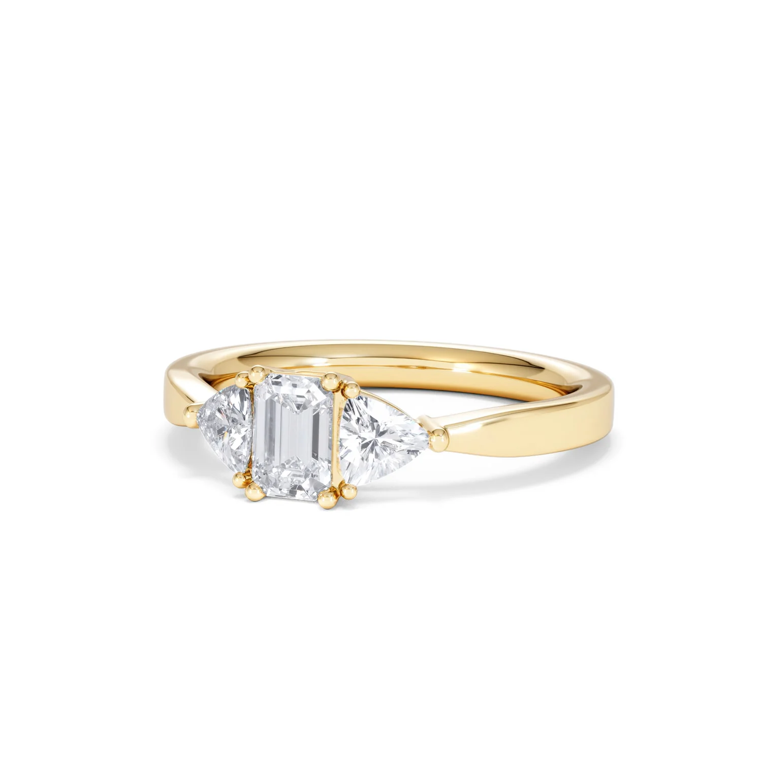 Aurora Lab Diamond Emerald Cut and Trillion 1.00ct Ring in 18K Gold F/VS1 - Image 87