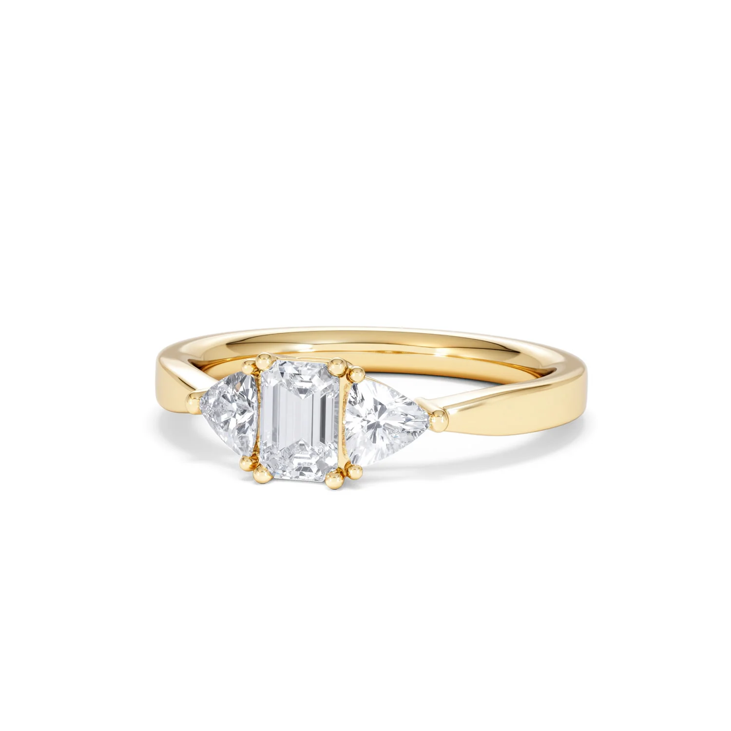 Aurora Lab Diamond Emerald Cut and Trillion 1.00ct Ring in 18K Gold F/VS1 - Image 88