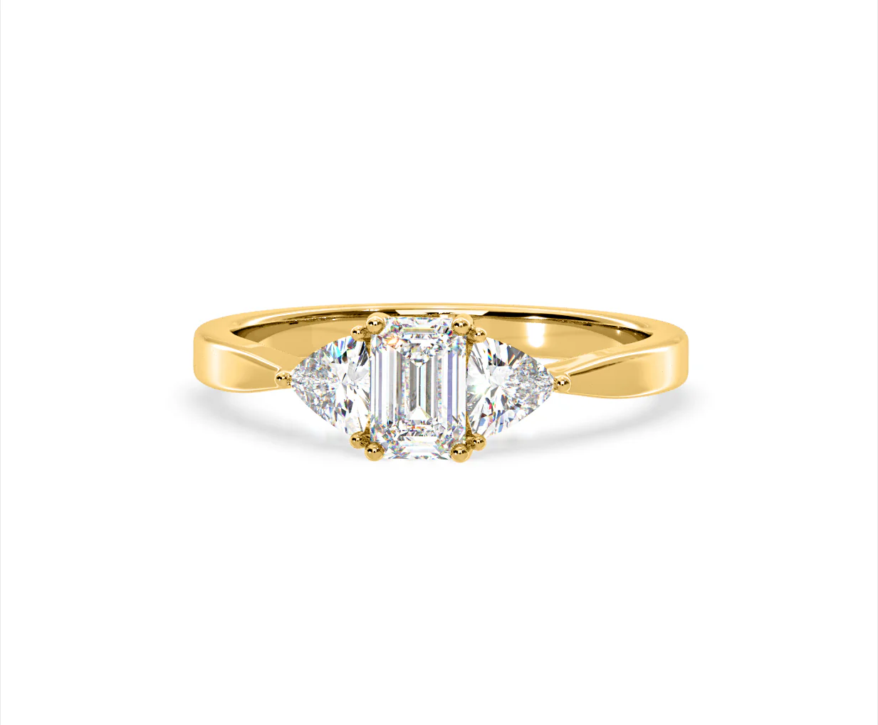 Aurora Lab Diamond Emerald Cut and Trillion 1.00ct Ring in 18K Gold F/VS1 - Image 9