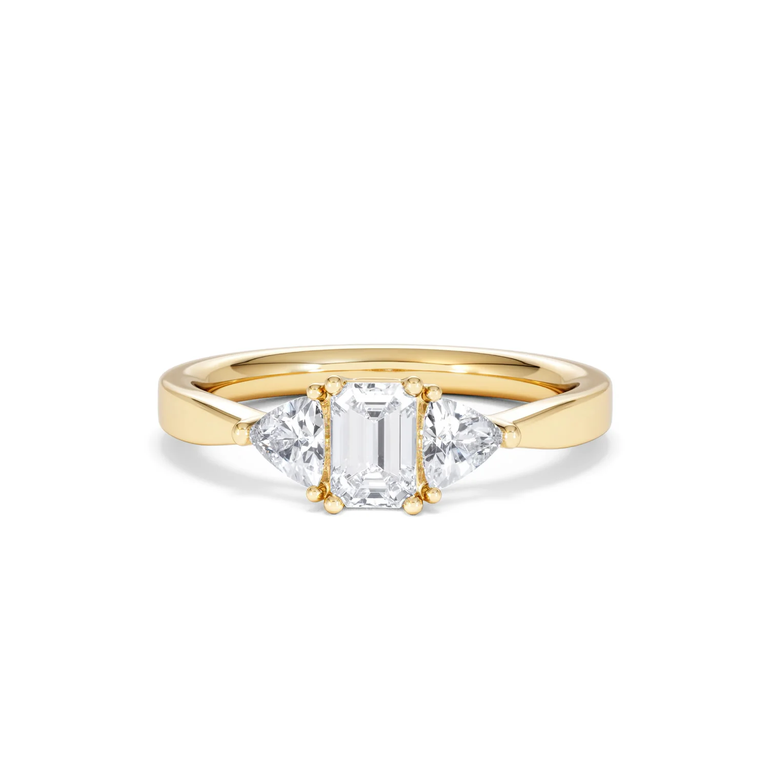 Aurora Lab Diamond Emerald Cut and Trillion 1.00ct Ring in 18K Gold F/VS1 - Image 91