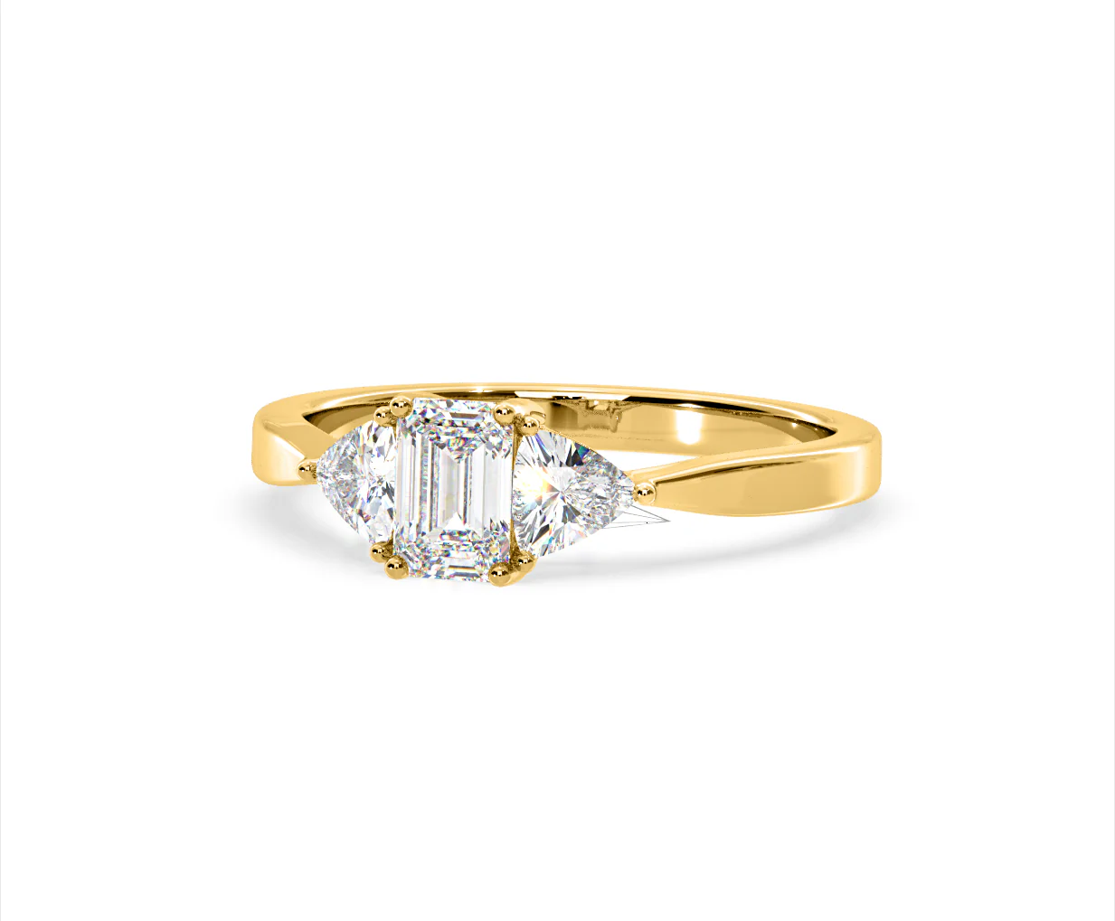 Aurora Lab Diamond Emerald Cut and Trillion 1.00ct Ring in 18K Gold F/VS1 - Image 92