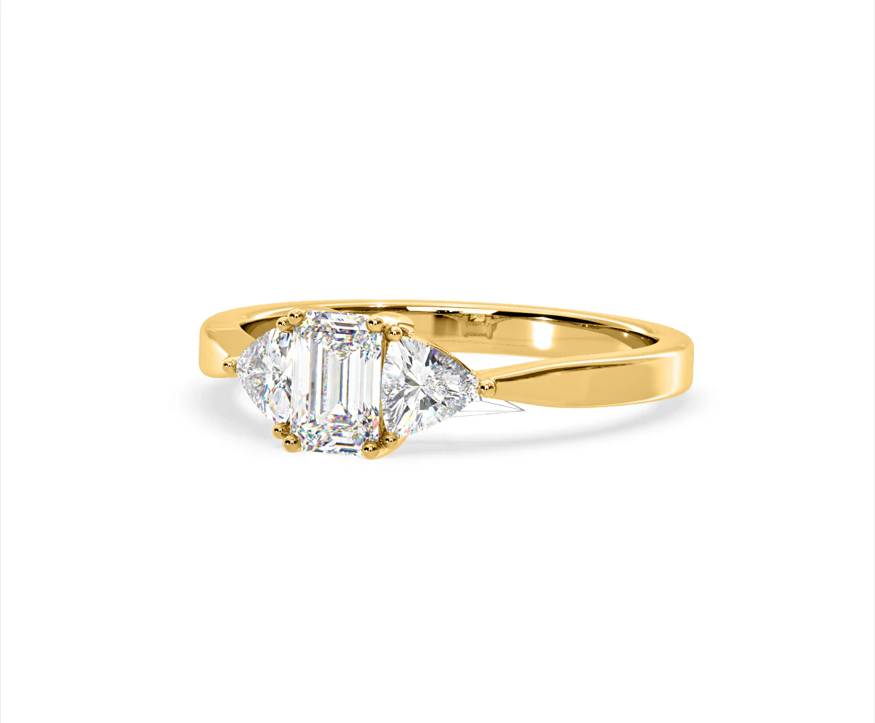 Aurora Lab Diamond Emerald Cut and Trillion 1.00ct Ring in 18K Gold F/VS1 - Image 93