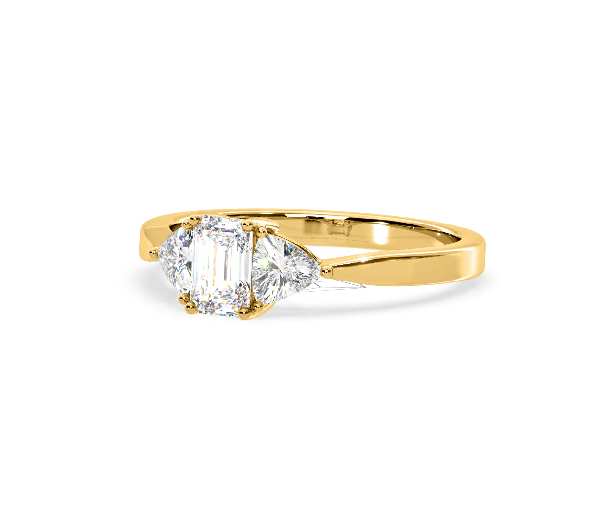 Aurora Lab Diamond Emerald Cut and Trillion 1.00ct Ring in 18K Gold F/VS1 - Image 94