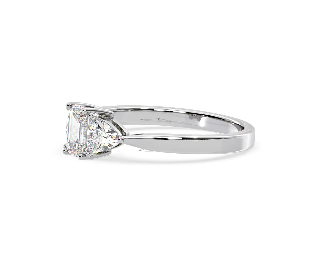 Aurora Lab Diamond Emerald Cut and Trillion 1.00ct Ring in 18K White Gold F/VS1 - Image 101