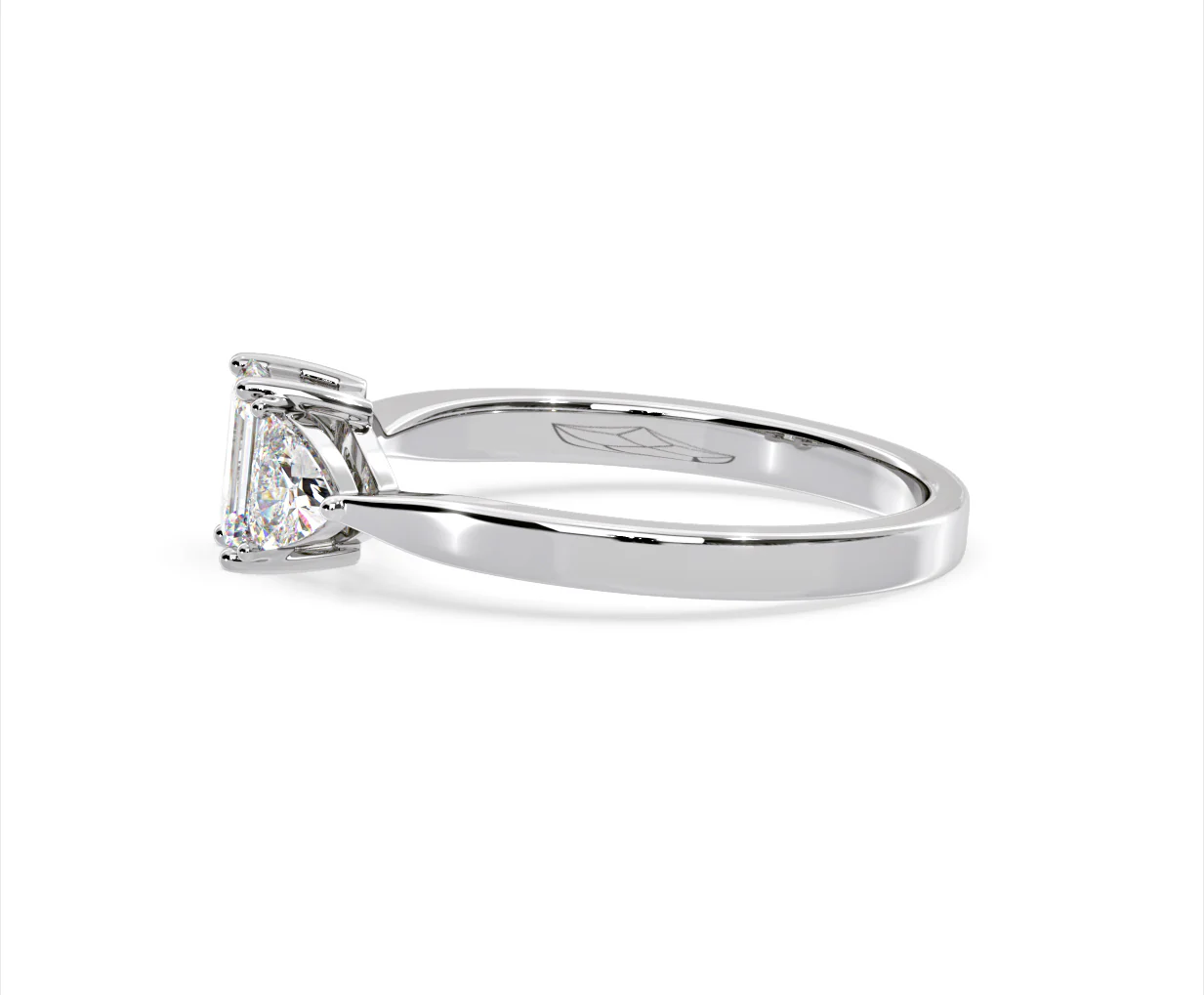 Aurora Lab Diamond Emerald Cut and Trillion 1.00ct Ring in 18K White Gold F/VS1 - Image 107
