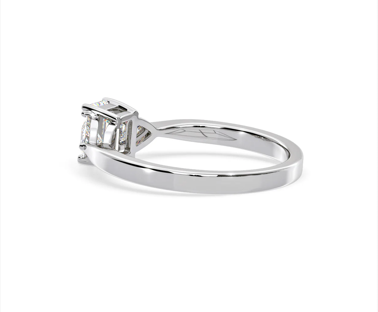 Aurora Lab Diamond Emerald Cut and Trillion 1.00ct Ring in 18K White Gold F/VS1 - Image 115